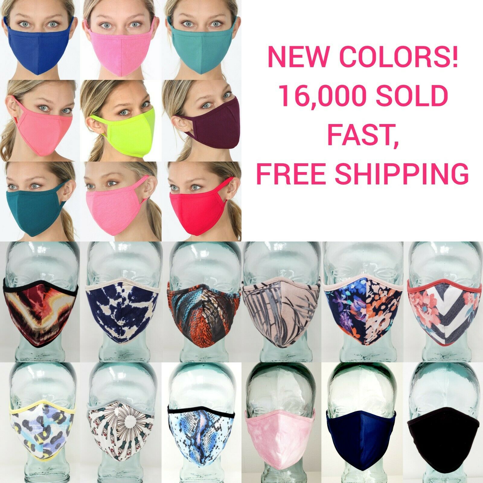 Face Masks Fabric Reusable Cotton Full Coverage Protection Mouth Mask
